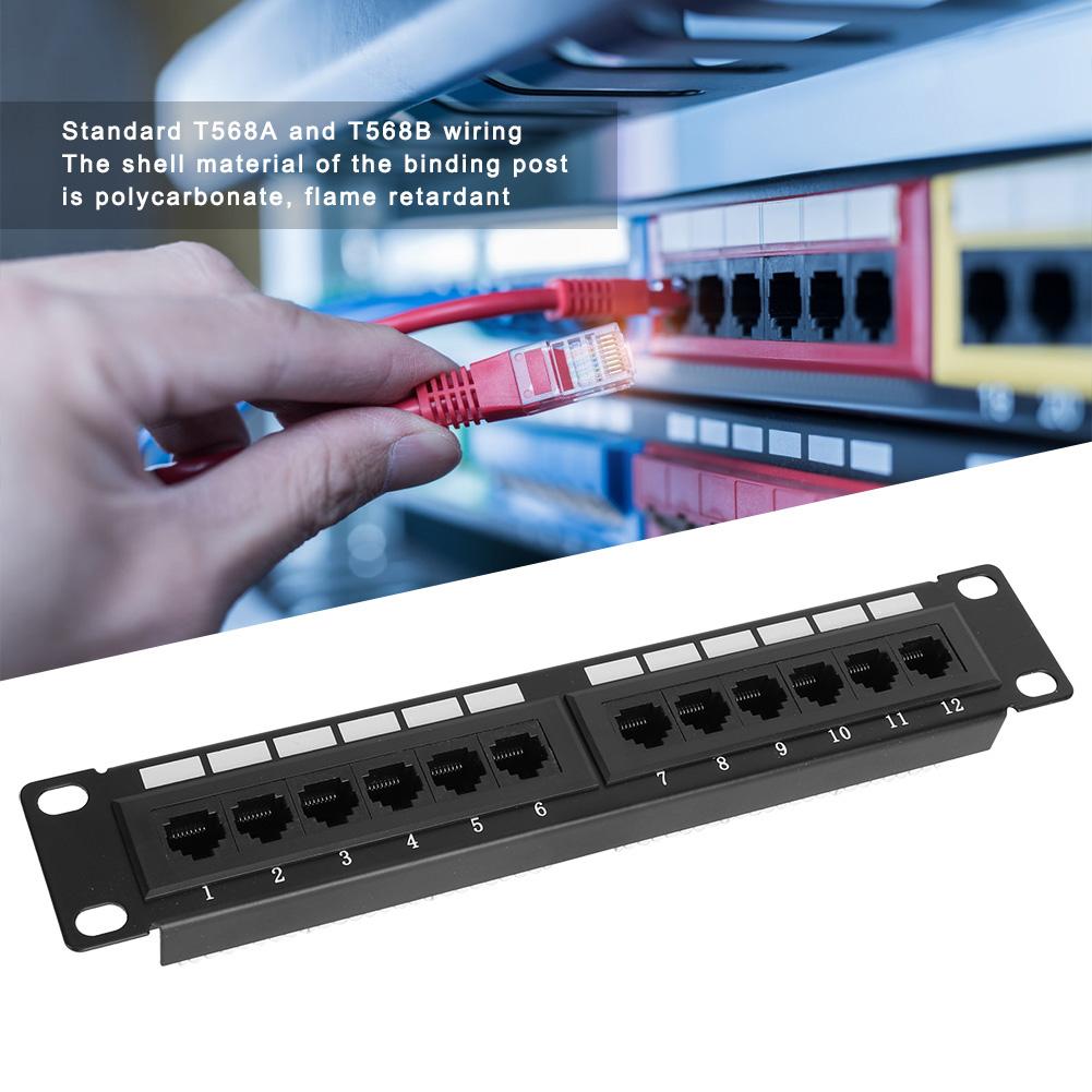 UTP 12-ports kabelställ CAT6 RJ45 Ethernet-nätverk Datapatchpanel Utan fäste