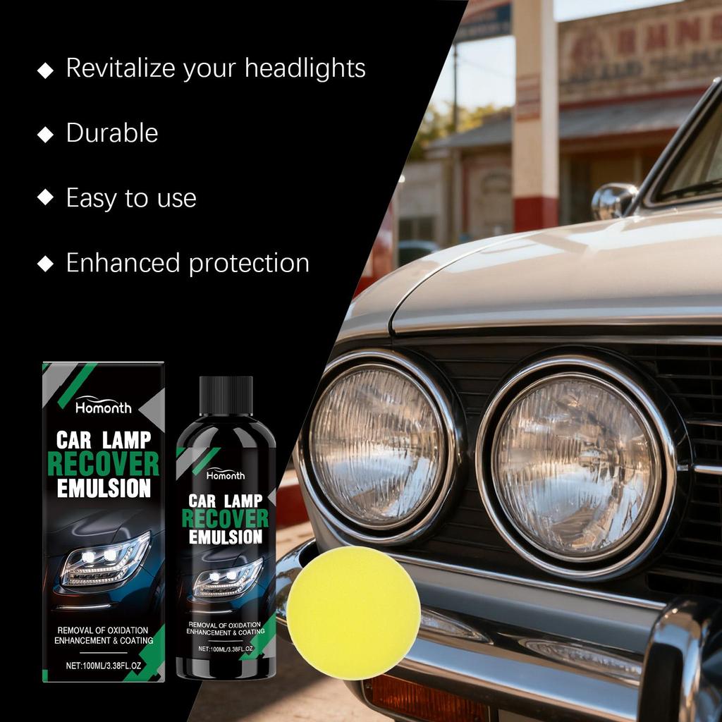 Homonth Car Headlight Maintenance Kit, Headlight Cleaning and Stain Removal, Headlight Scratch Renovation and Polishing Care Kit 100ml