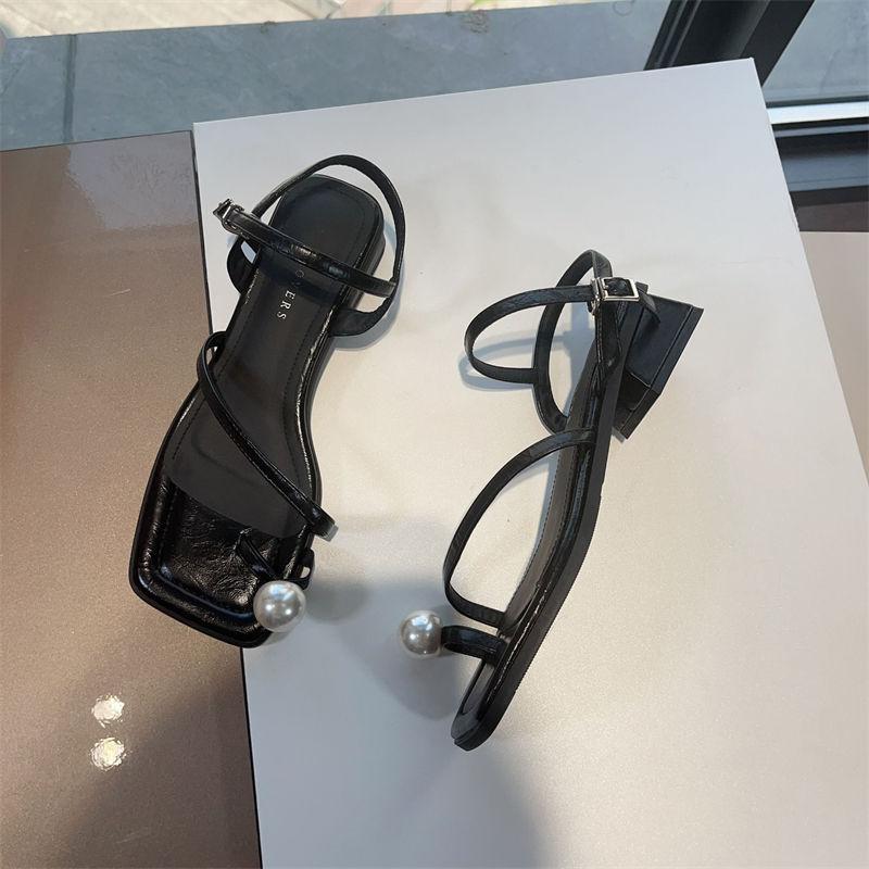 One-word Thick-heeled Sandals Female Toe Versatile Little Fairy 2025 New Internet Celebrity Fashion Set Toe Sandals