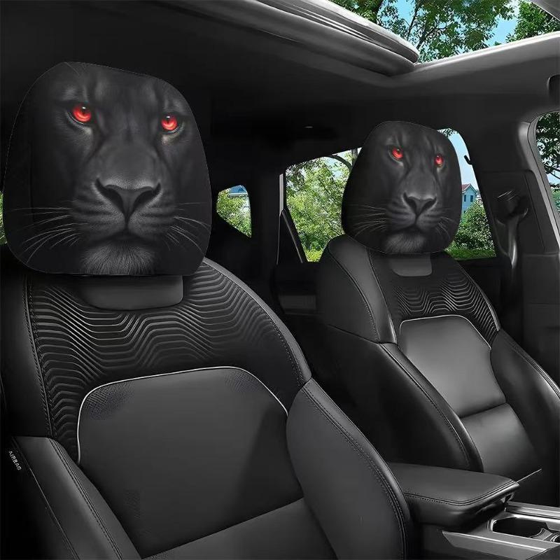 2PCS Funny Cartoon car headrest Cover, Cute Funny Eyes, Suitable for Halloween, Christmas car Universal Elastic Models Funny Decoration