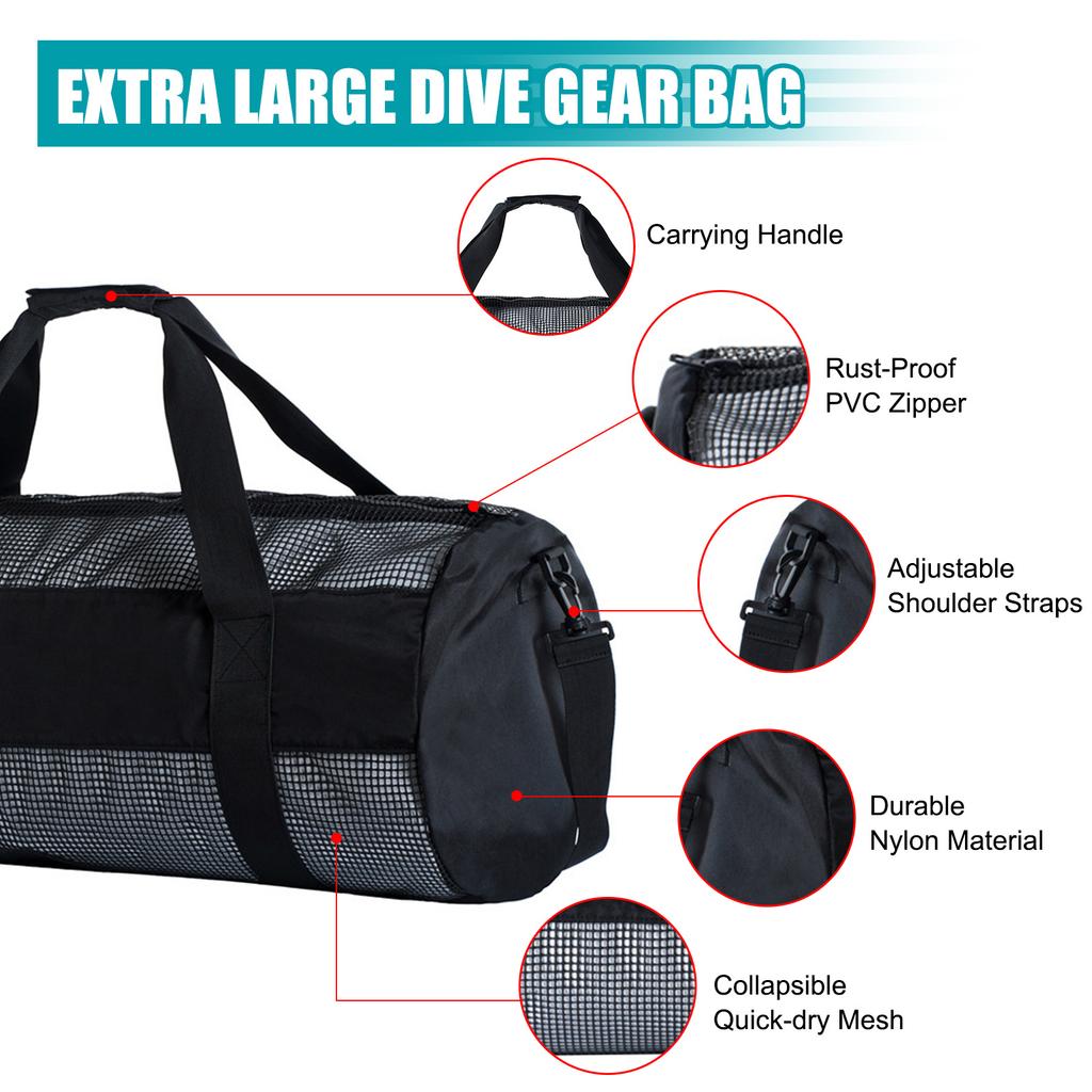 Snorkel Bag Dive Gear Bag Foldable Mesh Design Easy To Carry for Diving Snorkeling Surfing  PVC