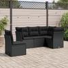 Vidaxl 5-Cz. Garden Lounge Set, Cushions, Black PE Rattan