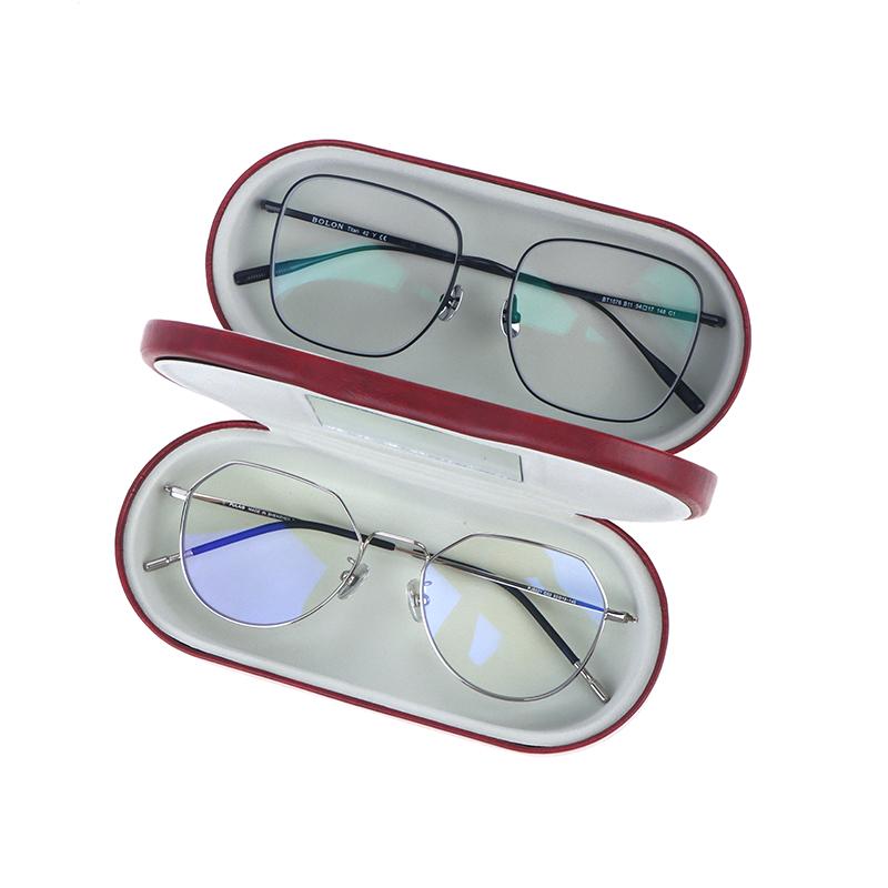 Double Interlayer Metal Eyewear Case Leather Frame Glasses Case Storage Double Layer Mirror Box