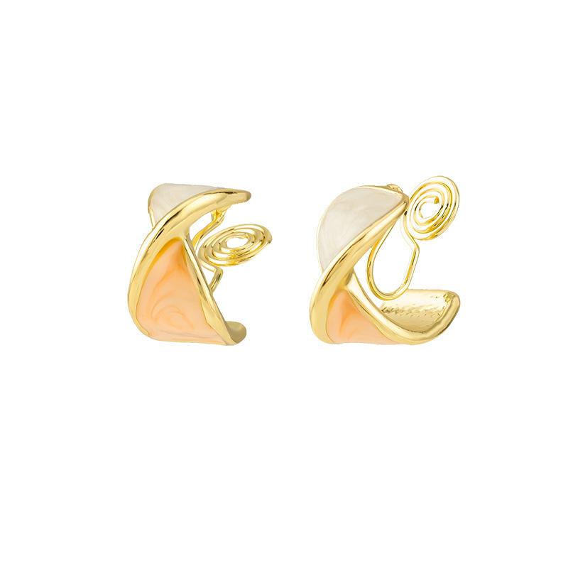 Simple Design Enamel Ring Without Pierced Mosquito Coil Ear Clip