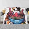Katzen Ramen Mode Weiche Warme Flanelldecke Katzen Ramen Oktopus Japan Essen Manga