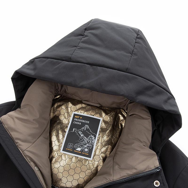Mens Winter Hooded Down Jacket With Removable Inner Liner Thick Warm Parka Middle-Aged Senior 86-90% Goose Fill