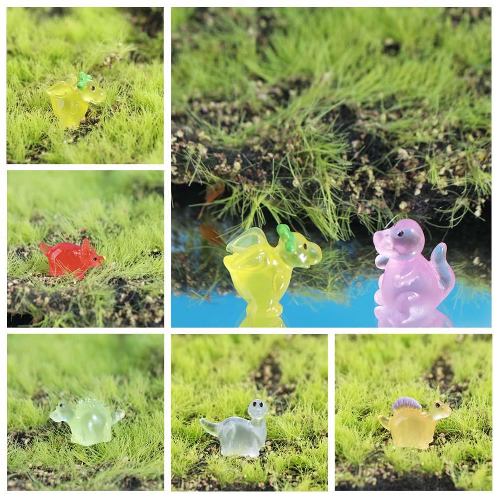 Cartoon Noctilucent Dinosaur Figurines Resin Crafts Micro Landscape Decoration  Desk Bonsai Decor