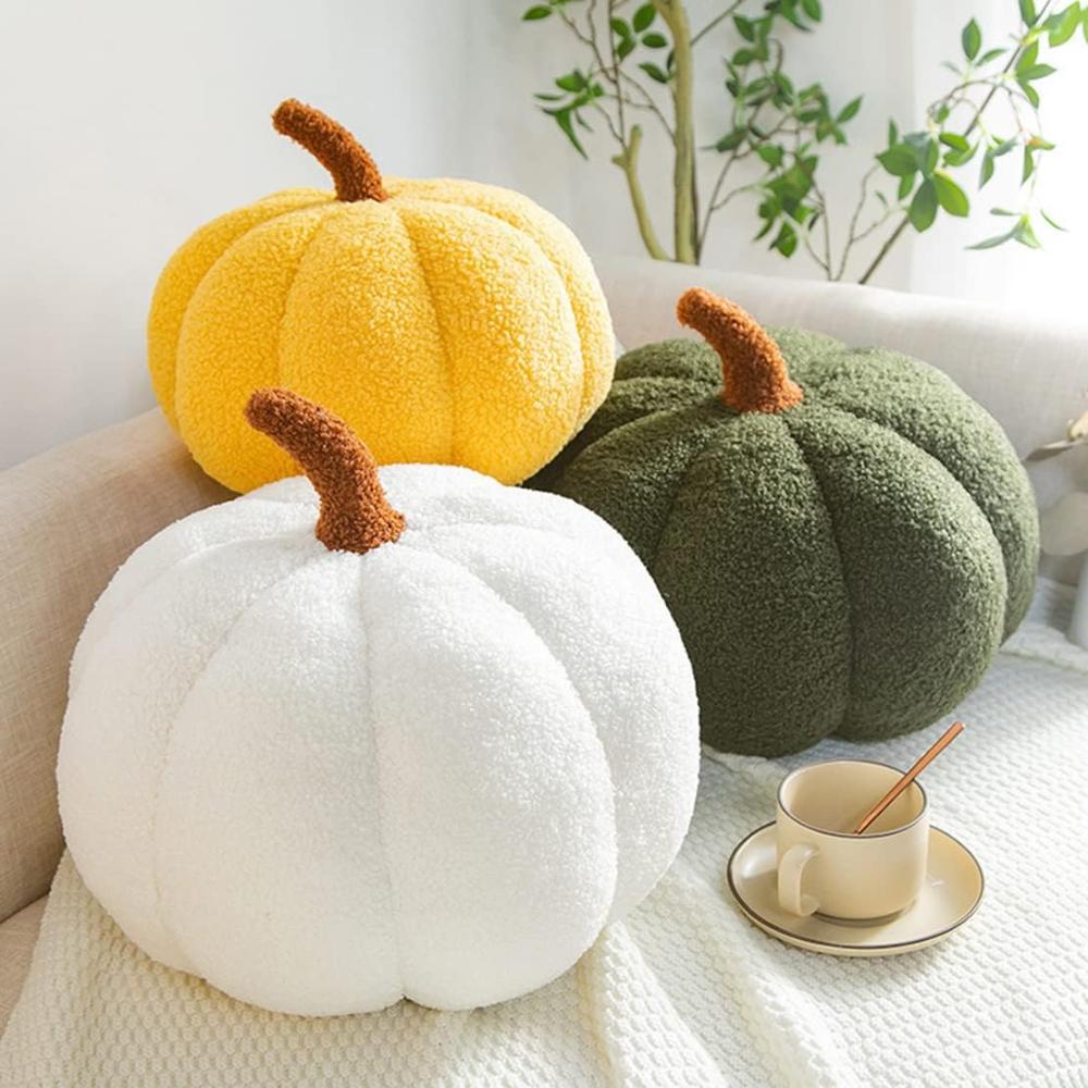 3D Simulated Pumpkin Pillow Plush Pillow Sofa Cushion (7.8inch, Olive)