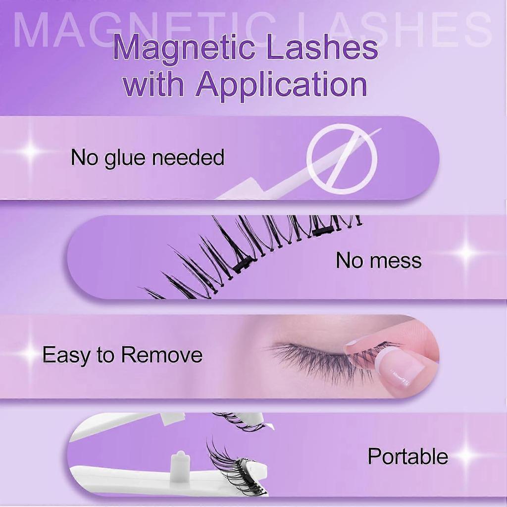 Magnetic Eyelashes No Glue Required - Reusable False Eyelashes Natural Look Set 4 Pairs False Eyelashes Soft Waterproof Magnetic Eyelashes Easy