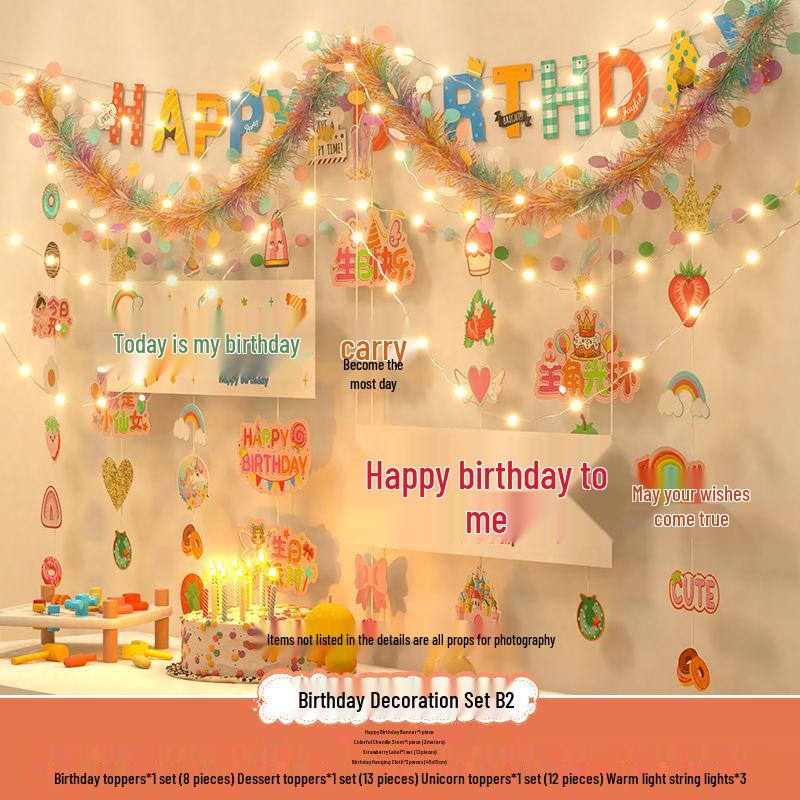 Birthday Pom Pom Bunting Set for Kids - First Party Decor & Photo Props