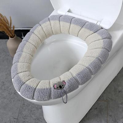 Tapis de toilette tricoté couleur cousu portable épaissi lavable antigel housse de siège de toilette universelle accessoires de salle de bain
