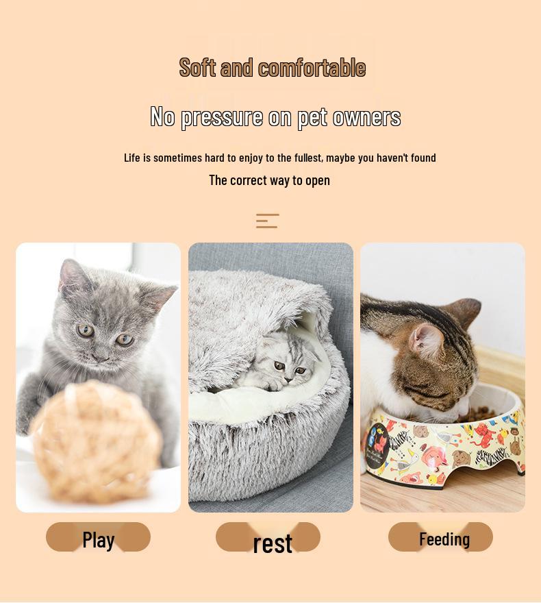 Cozy Winter Plush Pet Bed for Cats and Dogs - Deep Sleep Mat and House