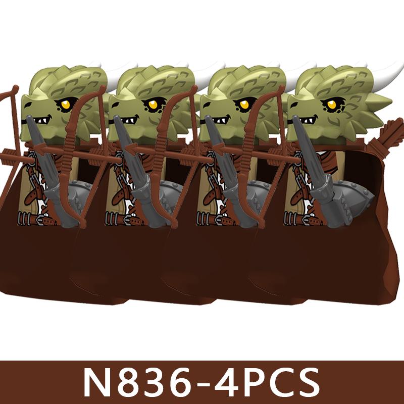 Medieval Castle Soldier Figures Building Blocks Knight Orc Warrior Dragon Wolf Animals Battle Flags Accessories Bricks Toys Boys