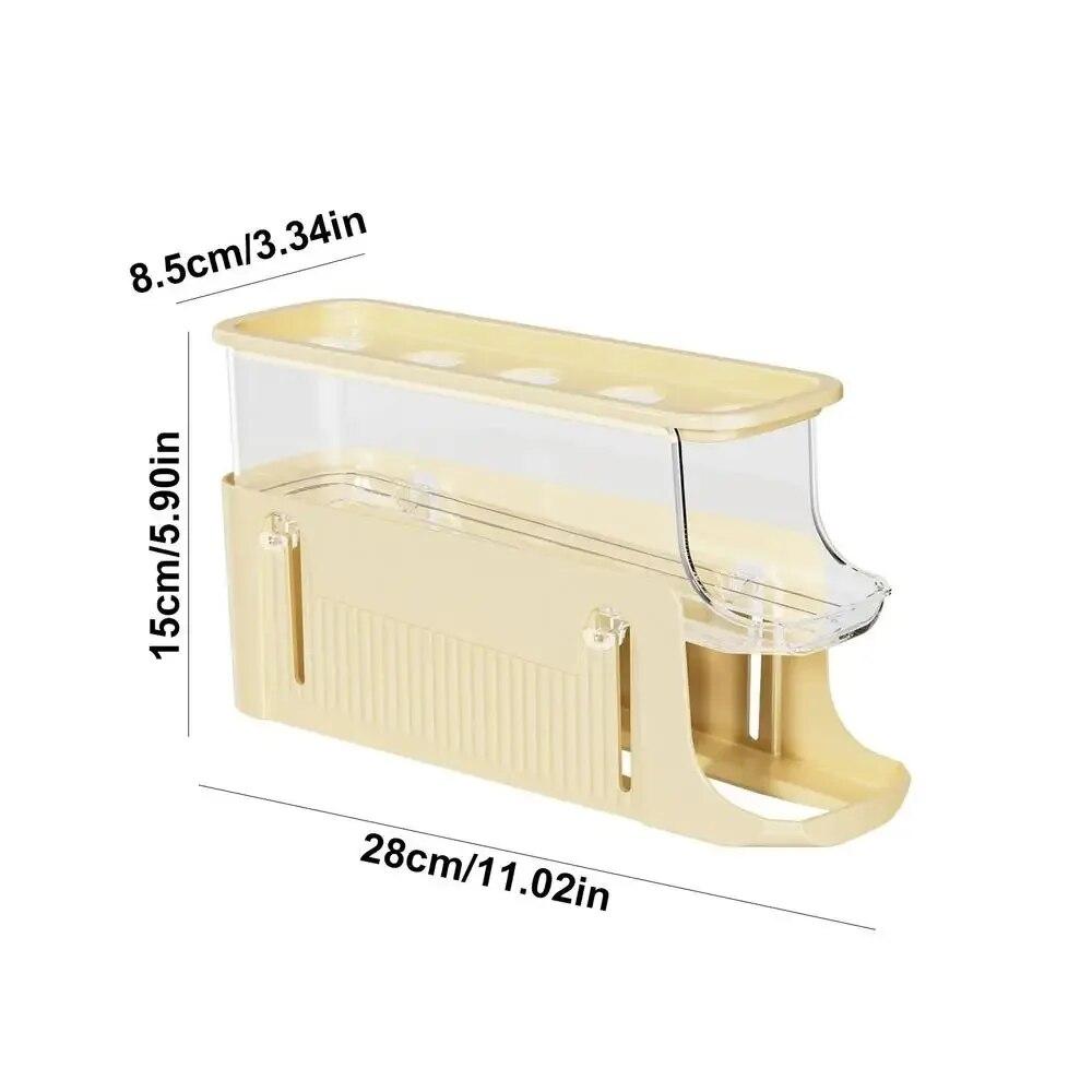 

Холодильник, ящик для хранения яиц, автоматический органайзер для яиц с прокруткой, большая емкость, кухонный диспенсер для яиц, стеллаж для хранения яиц на колесиках 1pc бежевый