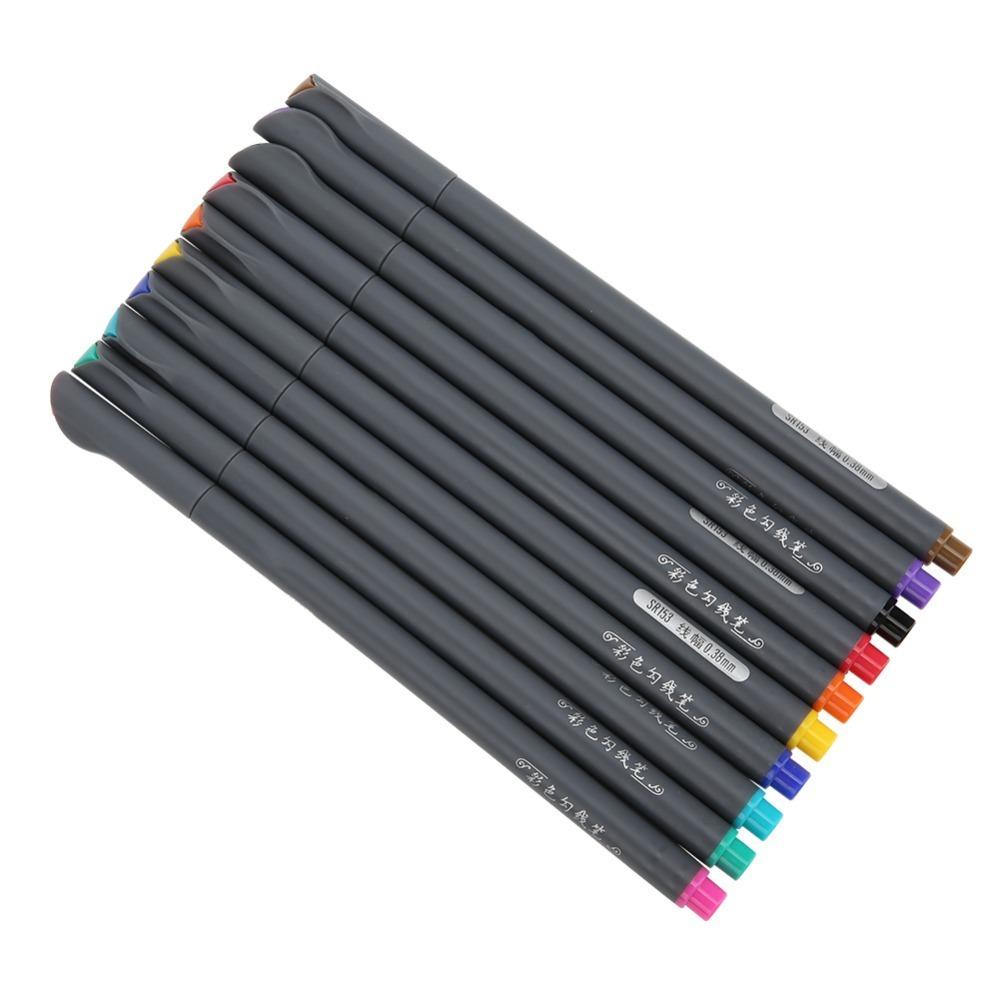 

10PCS 5.91in Fine Line Markers Ultra Fine Vivid Ink Outline Drawing Pens Fiber Nib Slim Body Color Liner Pens Hand Drafting