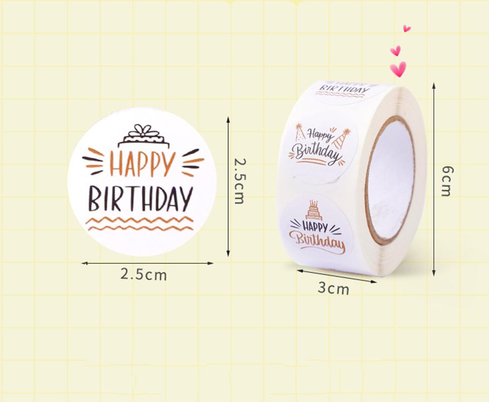 100-500pcs 1inch Cute Happy Birthday Stickers for Gift Wrapping Decoration Envelope Sealing Label Kids Toys Stationery Stickers
