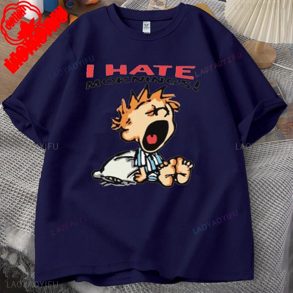 ZX Tee Vintage I Hate Mornings Premium T-Shirt Retro Cartoon T-Shirt Vintage 90s Tee Comfortable Personality for Outdoor Enthusiasts