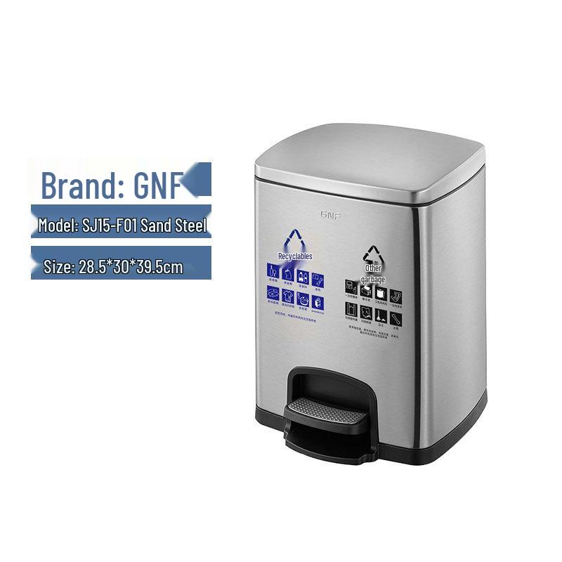 50L Stainless Steel Commercial Trash Can with Large Foot Pedal for Hotels and Shopping Malls