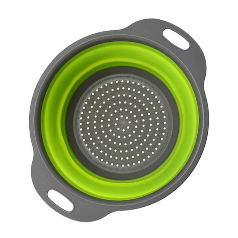 HOT Silicone Round Folding Vegetable Fruits Washing Drain Basket Colander Strainer Collapsible Drainer Kitchen Tool