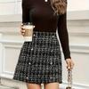 2025 Elegant Houndstooth Short Skirt - Autumn/Winter Fashion