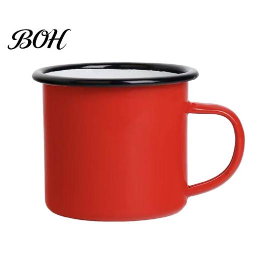 Durable Steel Water Cup Enamel Coffee Mug with Handle, Retro Style Cup, Smooth Lead Free Drinking Vessel Surface Portable for Hot Tea And Milk Outdoor
