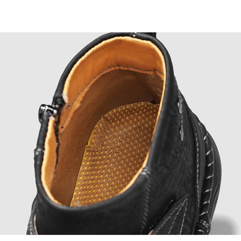 Men's Leather Boots Zipper High Top Casual Shoes Sneakers 39-48
