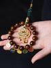 Fuson Red Soil Agarwood Car Pendant with God of Wealth & Peace Lock - Sinking Grade Beads Jewelry