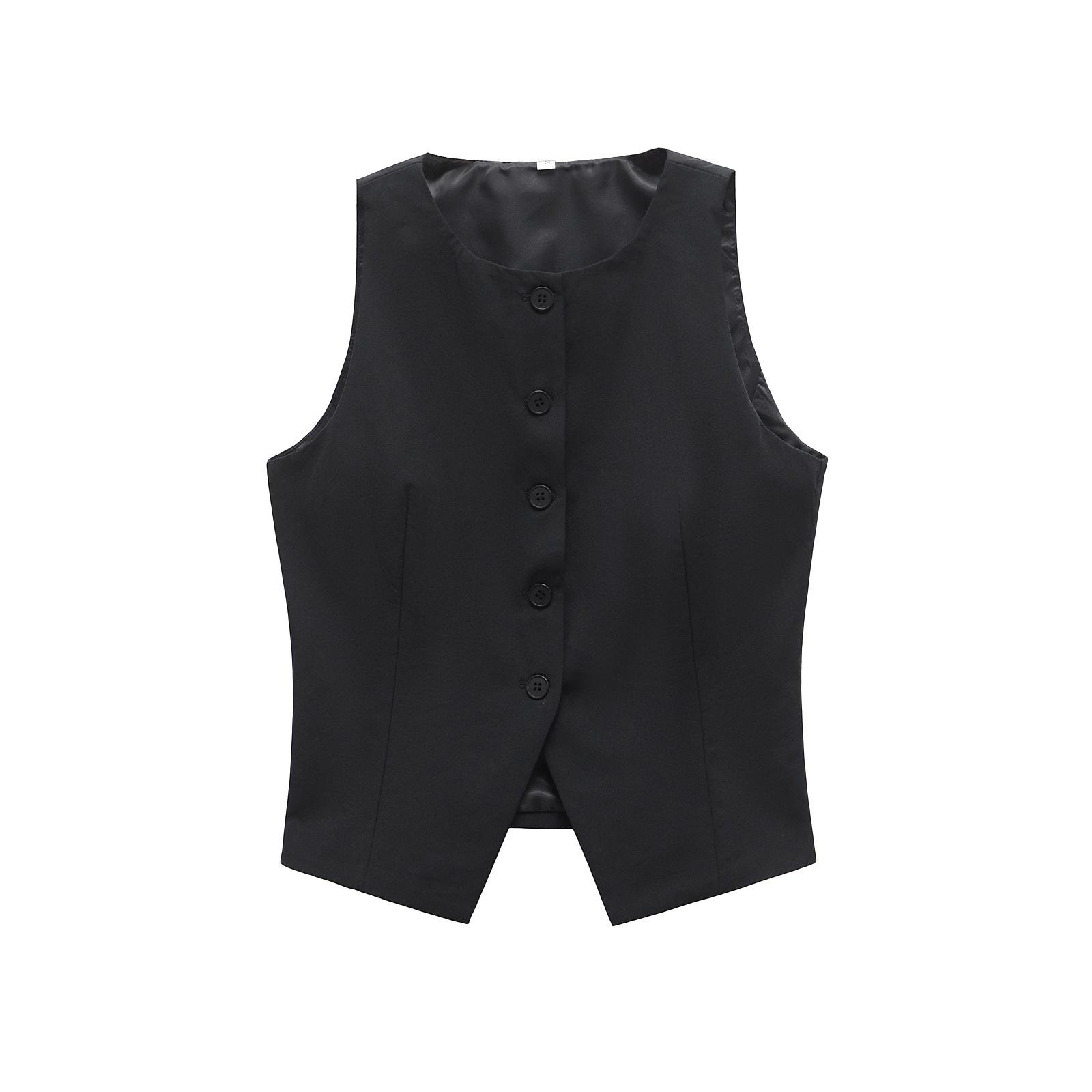 

Весна 2025 Женский повседневный приталенный жилет в европейском и американском стиле Large чёрный