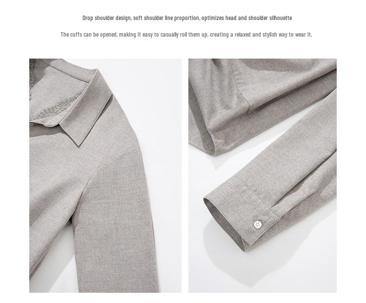 Chemise Lâche Irrégulière Torsadée Patchwork de Dentelle Confortable Respectueuse de la Peau Printemps 2026