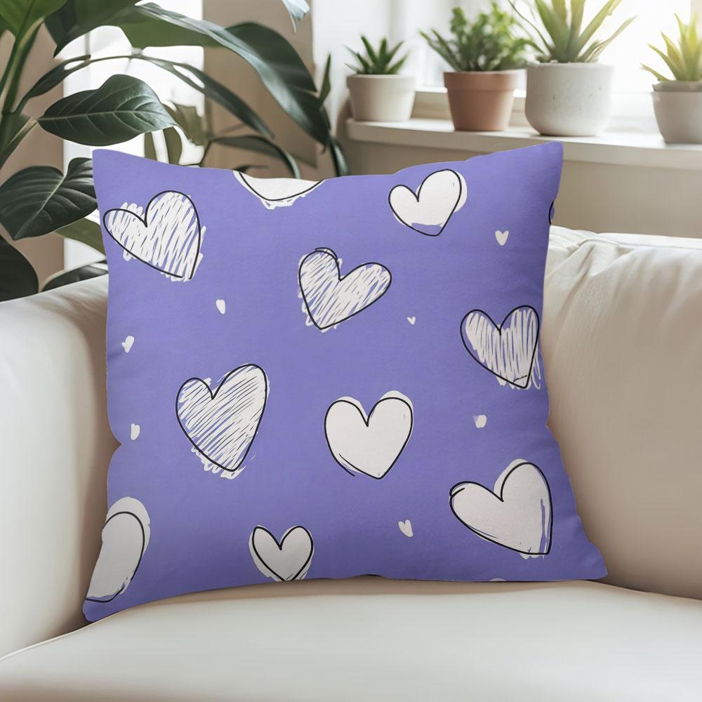 Lavender Heart square Jacquard Pillow Cover for Sofa Office Waist Cushion Cover Home Decorative Pillowcase