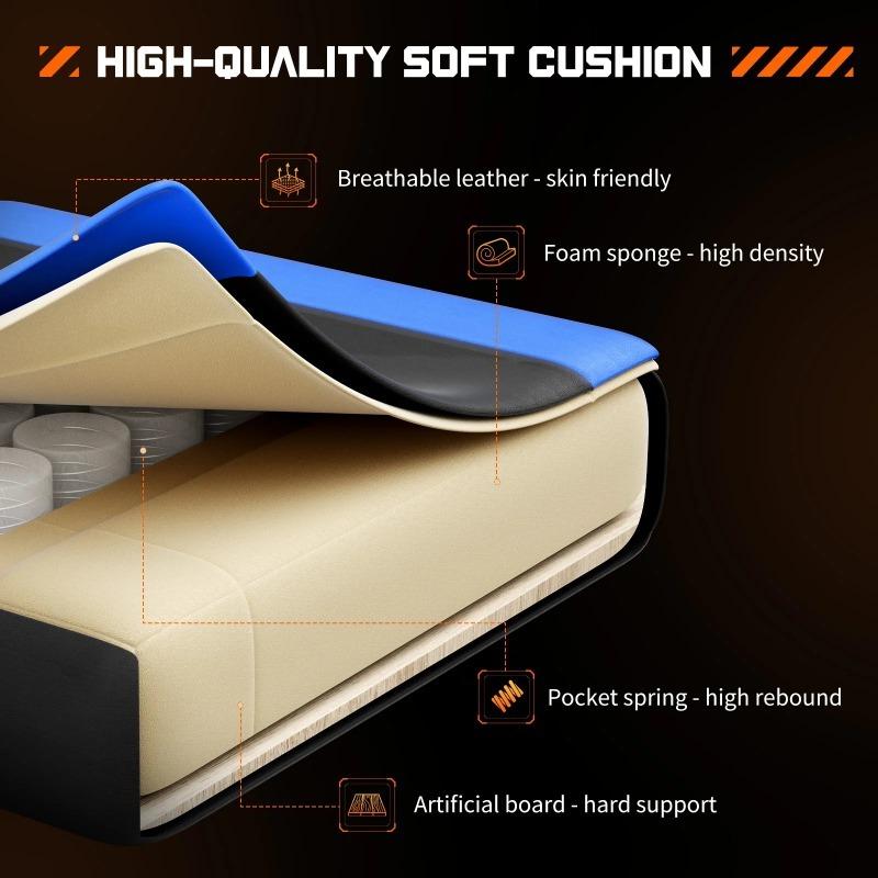 Ergonomischer Racing Gaming Stuhl Verstellbarer Drehstuhl PU-Leder mit Kopfstütze und Lendenwirbelstütze Für Büro Computer Wohnzimmer