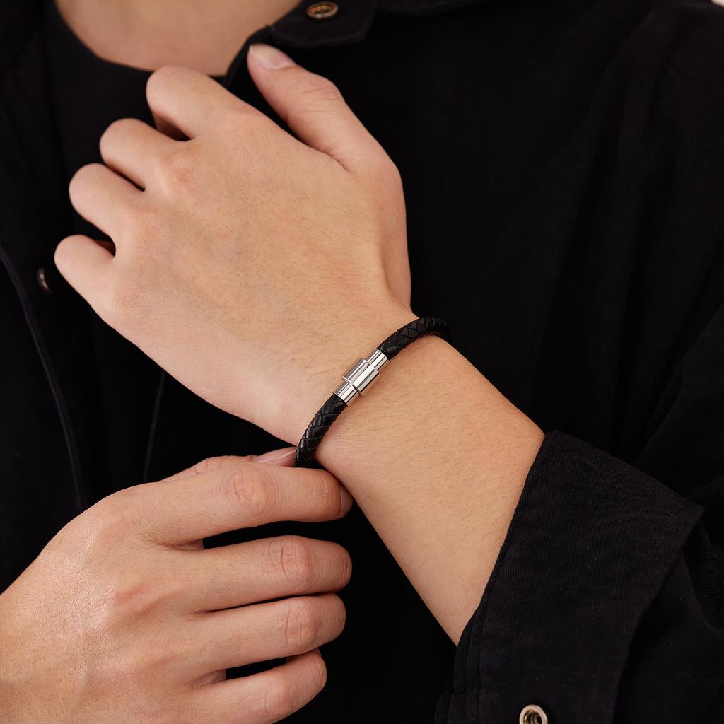 Minority Bracelet Minimalist Black Woven Leather Rope Bracelets Non Tarnish Stainless Steel Mexico Jewelry ALN25122945