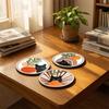 4Pcs Healing Black Cat Wooden Coaster, Creative Heat Insulation Mat, Anti Slip Thickened Desk Protector for Coffee Cup