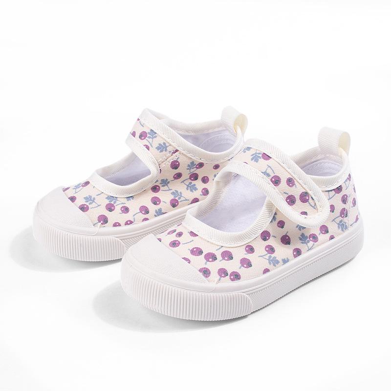 Spring Stylish Printed Soft Sole Velcro Square Toe Baby Girls' Shoes