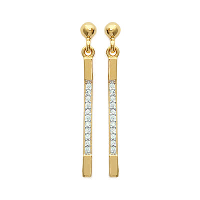 [K2434] - Gold Plated Earrings 'Déesse' Golden White - 29x2 Mm
