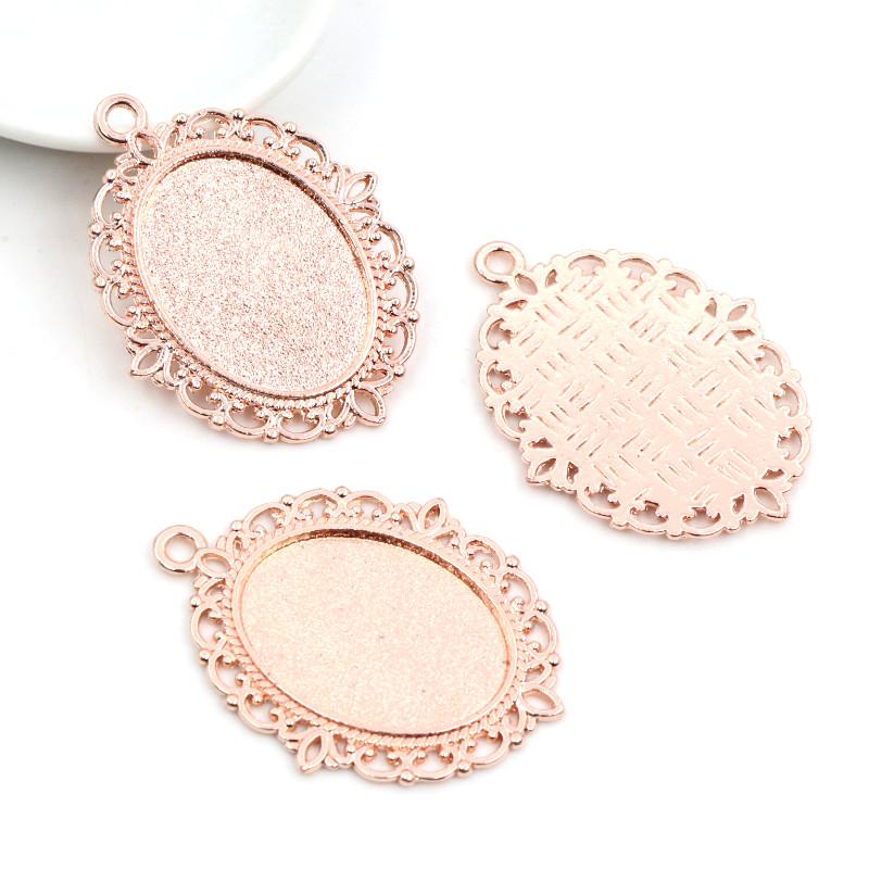 10pcs 18x25mm Inner Size 7 Colors Vintage Style Cameo Cabochon Base Setting Charms Pendant Necklace Findings