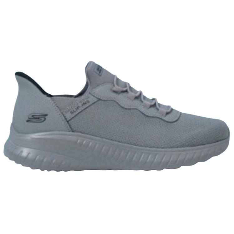 Skechers Bobs Fabric Synthetic Leather Slip-Ins Comfortable Versatile Low-Top Casual Shoes Men Sneaker Dark-Gray 118300-DKGY