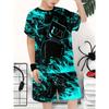 Costume Garçon Mode Imprimé 3D Pull Décontracté Manches Courtes Short T-shirt, Ensemble T-shirt short Garçon Outdoor