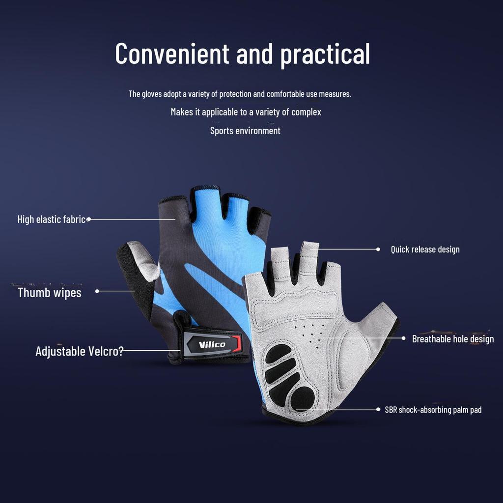 Men's Road Cycling Half-Finger Gloves: Durable, Shock-Absorbing, Breathable, Non-Slip