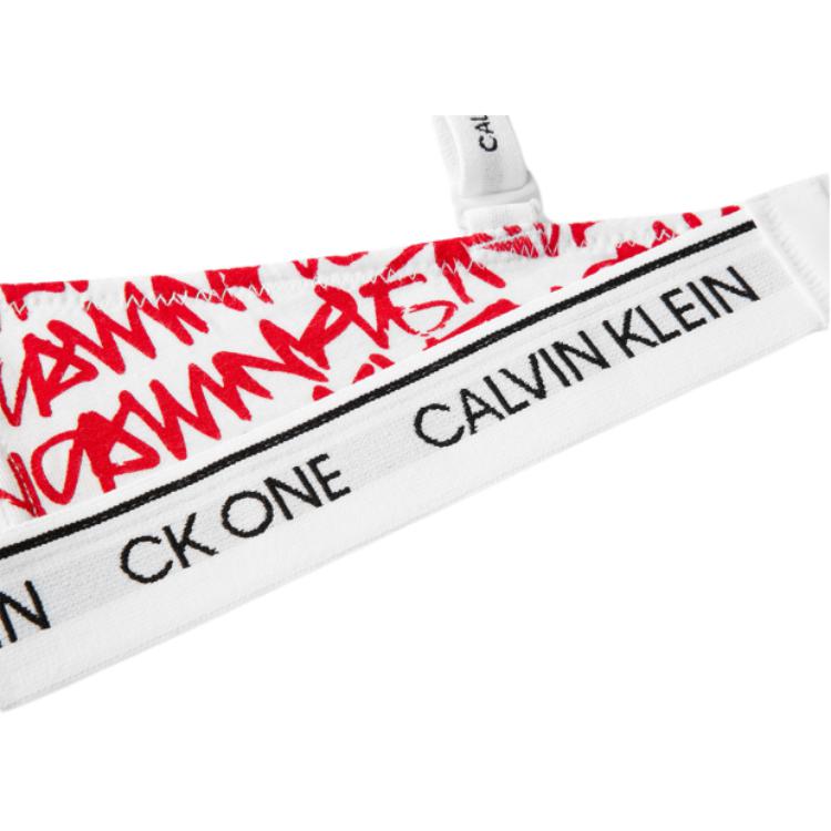 Calvin Klein SS23 Biustonosz z nadrukiem literowym z wyjmowanymi wkładkami Bielizna damska Biały Czerwony QF5730-5V1