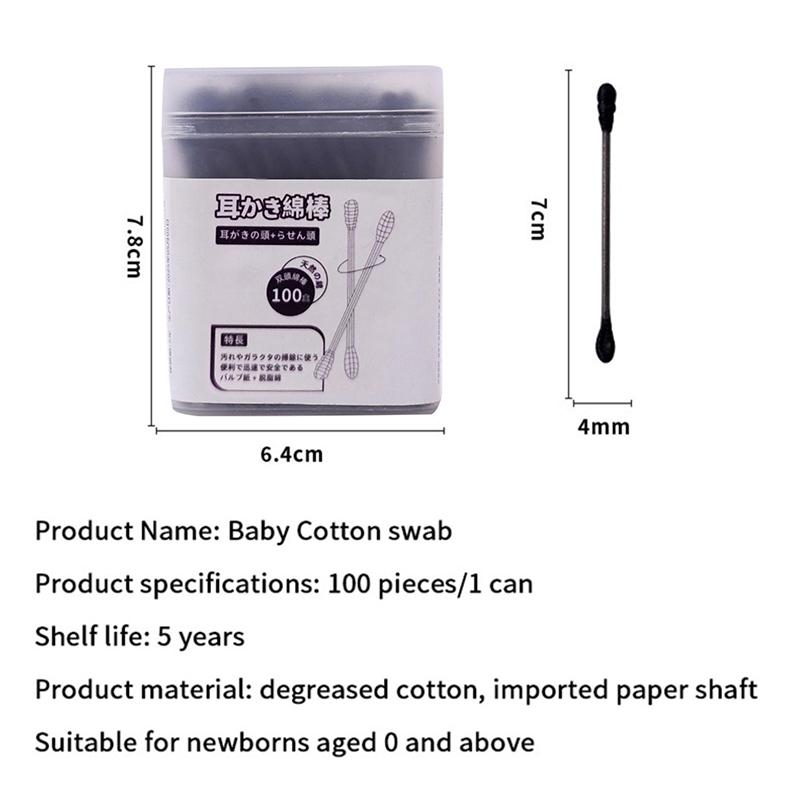 100Pcs/Box Double Head Cotton Swab Stick Ear Spoon Ear Clean Makeup Manicure Cotton Swabs Disposable Cleaning Tools