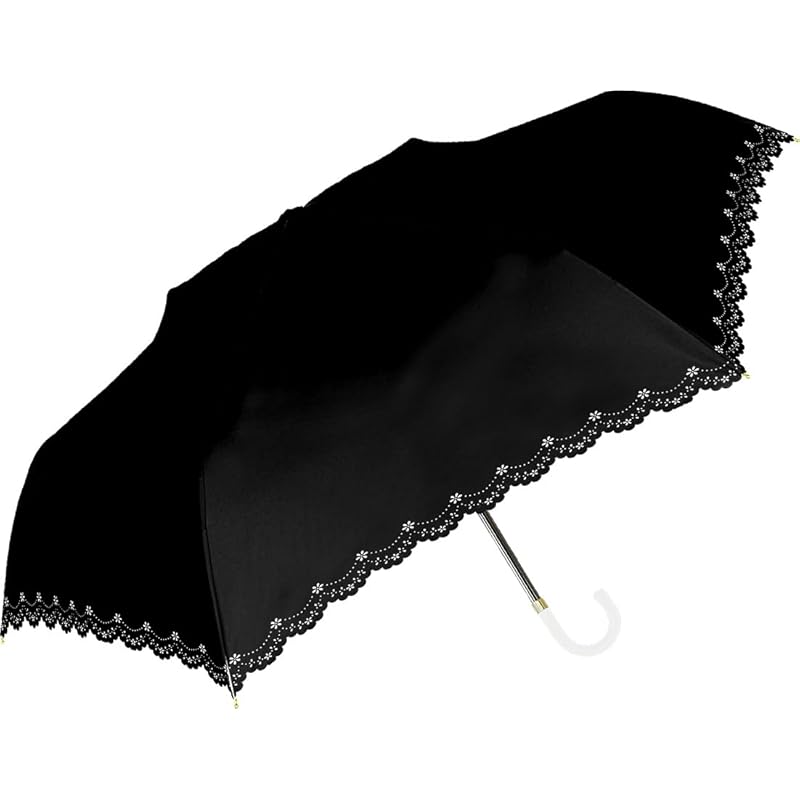 

Nakatani Natural Basic Folded umbrella for rain or shine UV flower heat cut black [924-053] Hand open Rib size: 55cm Black coating processing Wind
