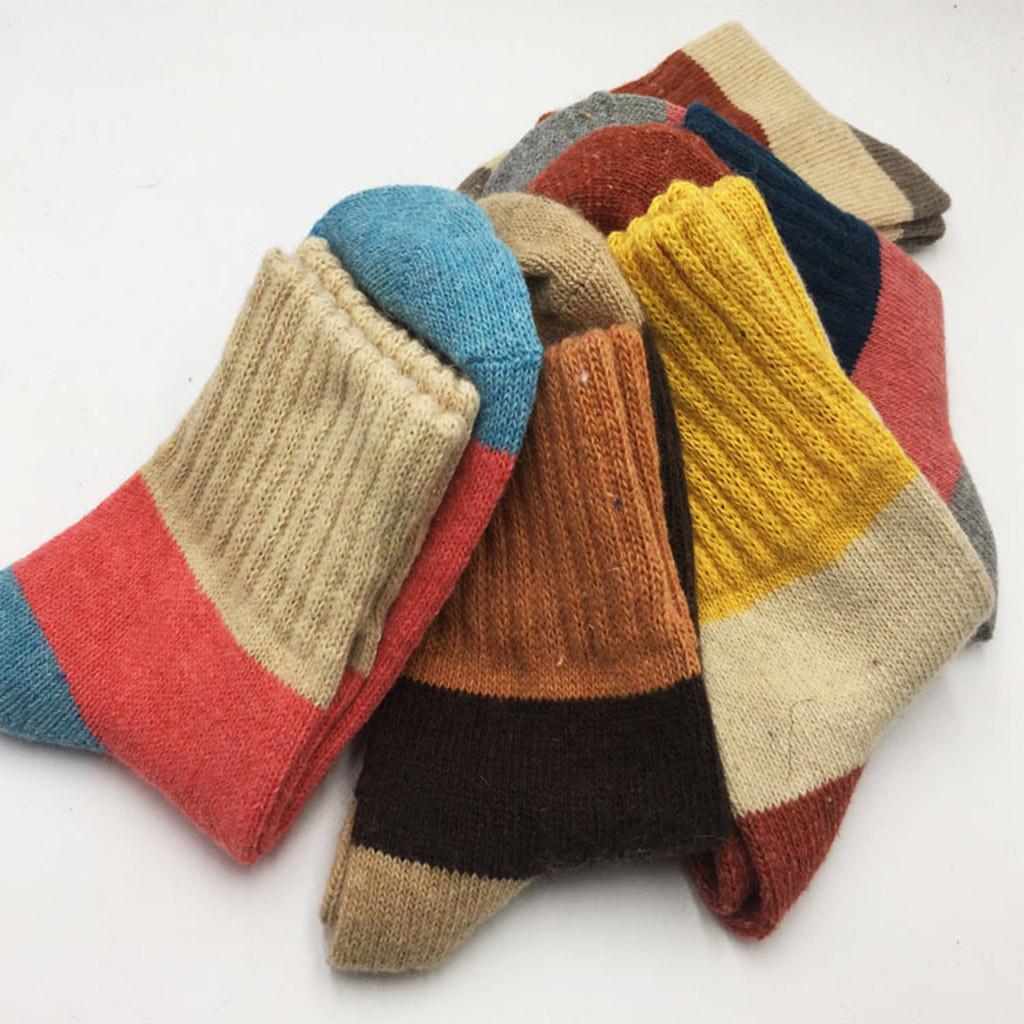 5 Pairs Women Winter Warm Vintage Floor Socks Lady Casual Socks Tube Socks