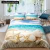 Beach Starfish Seashell King Queen Duvet Cover White Ocean Creatures Bedding Set Hawaii Quilt Cover Polyester Comforter Cover