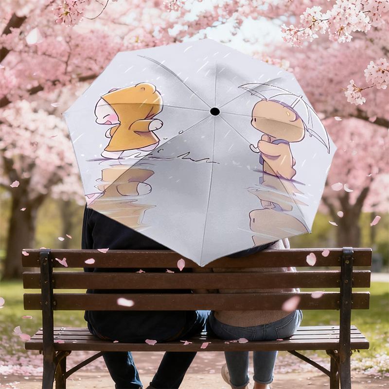 1pc Rainy Day Friends Automatic Folding Umbrella 8 Rib Iron Frame,  Suitable for Travel, Daily Use, Birthday, Women & Men Gift c1231056