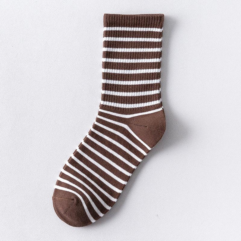 Men's & Women's Ins Style Japanese Striped Cotton Socks  Korean Trendy Design, 100% Cotton Breathable