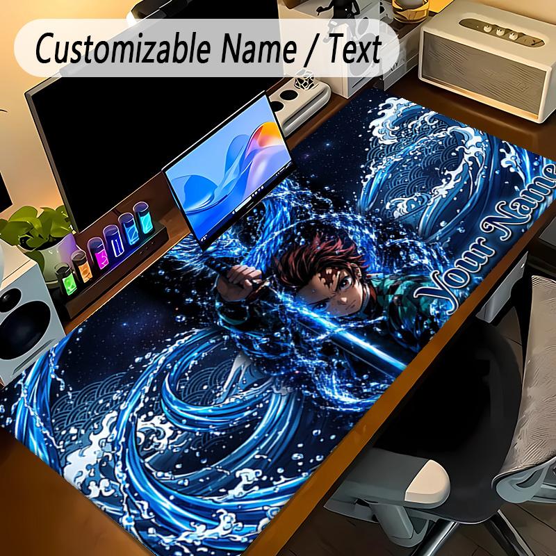 Large Mouse PadDemon Slayer Custom Name Text Personalized Desk Mat Non Slip Gaming Pad