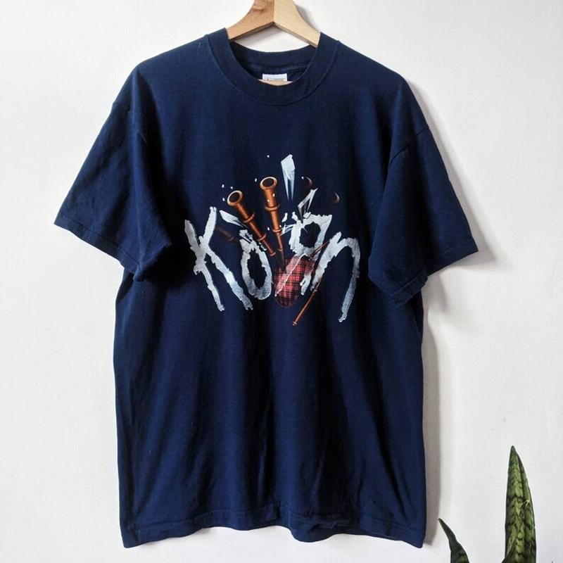 Vintage Korn Merch 2000 Nu Metal Navy T shirt