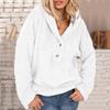 Women Casual Plus Size Loose Hoodie Plush Button Solid Color Loose Sweater Top