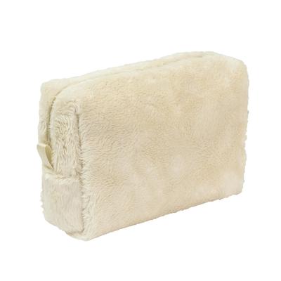 Puszysta kosmetyczka z sztucznego futerka [aso] Kosmetyczka, Duża, Z klinem, Kosmetyczka, (Off-White, Duży) se-fp280-ow-l